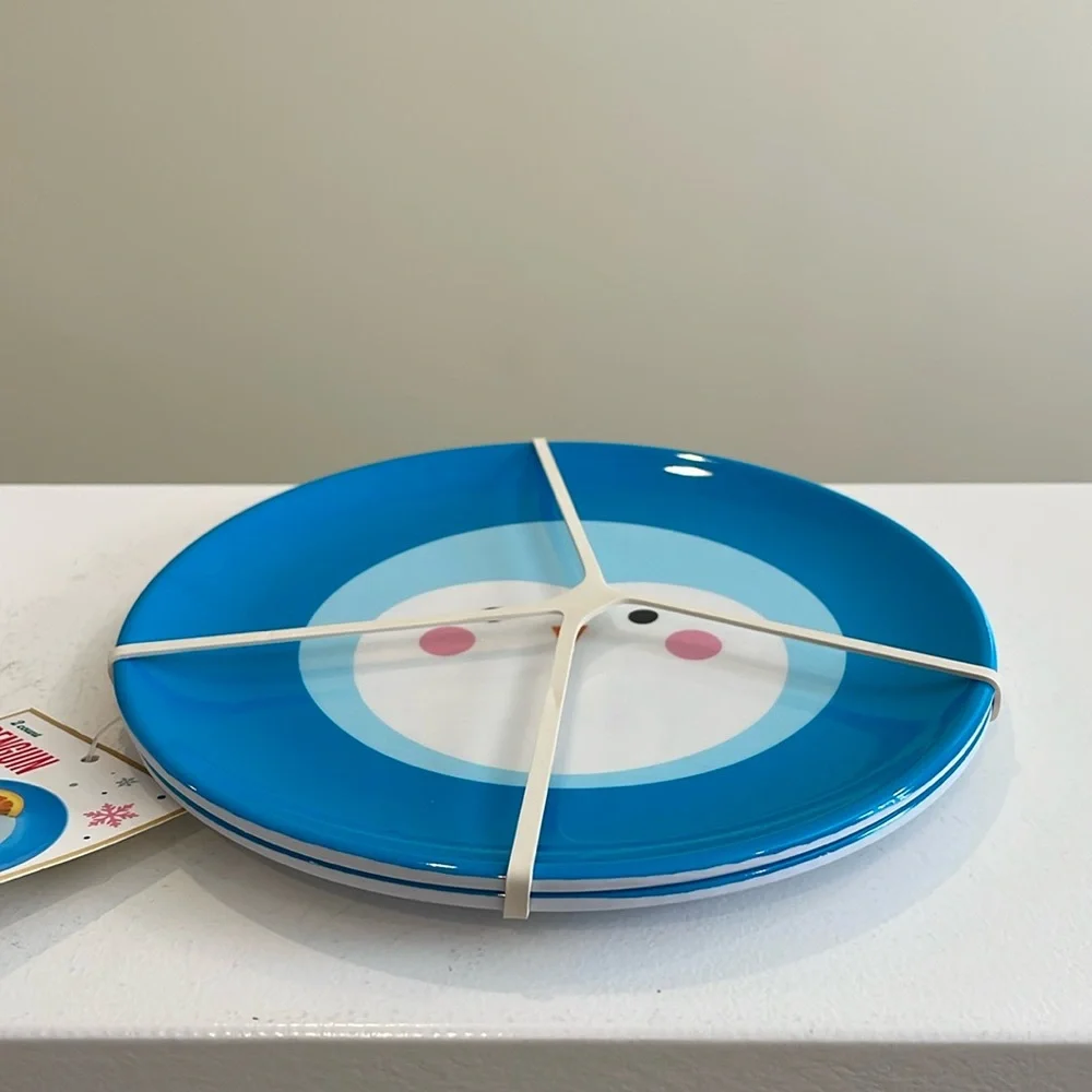 NWT Target Bullseye Playground Kids Winter Penguin Plates & Utensil Set